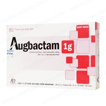 Thuốc Augbactam 1g Mekophar hỗ trợ điều trị nhiễm khuẩn đường hô hấp (2 vỉ x 7 viên)