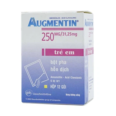 Bột pha hỗn dịch Augmentin 250mg/31.25mg GSK điều trị nhiễm khuẩn ngắn hạn (Hộp 12 gói)