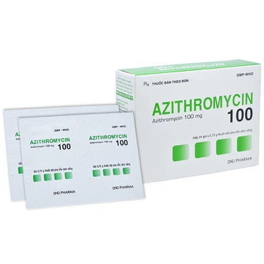 Thuốc kháng sinh Azithromycin 100 DHG ( Zaromax) H/24 gói