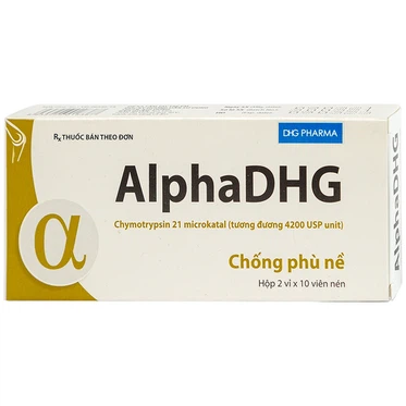 Thuốc AlphaDHG 4200mg DHG Pharma giảm viêm, phù nề sau chấn thương (2 vỉ x 10 viên)