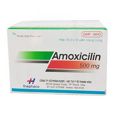 Thuốc Amoxicilin 500mg Thephaco điều trị nhiễm khuẩn đường hô hấp (10 vỉ x 10 viên)