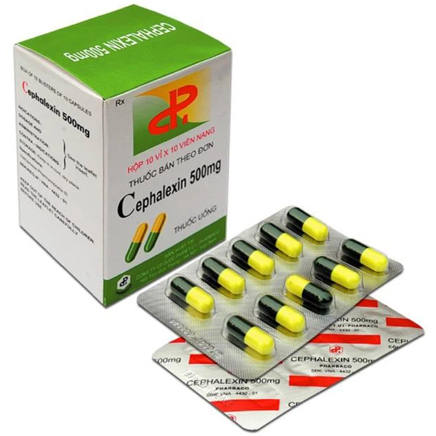 Thuốc Cephalexin 500mg Pharbaco  (10 vỉ x 10 viên)