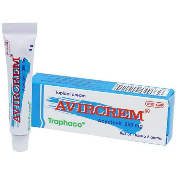 Thuốc Avircrem 250mg Traphaco hỗ trợ điều trị nhiễm virus Herpes (5g)