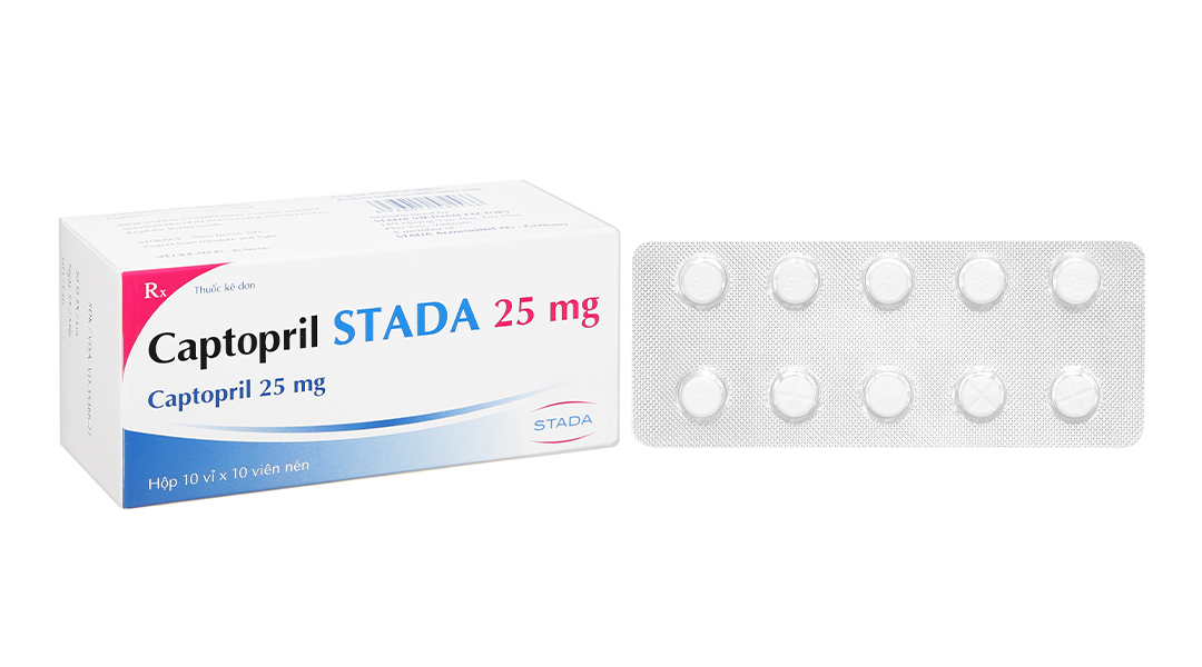 Captopril Stada 25mg Cap (10 vỉ x 10 viên)