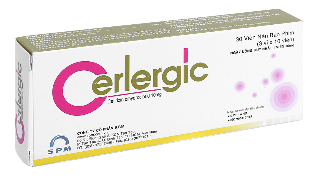 Cerlergic 10mg (3 vỉ x 10 viên) -  Cetirizin