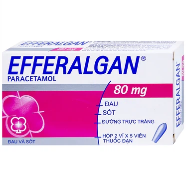Viên đặt trực tràng Efferalgan 80mg Upsa SAS  (2 vỉ x 5 viên)