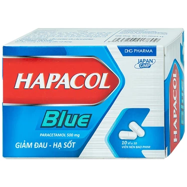 Thuốc Hapacol Blue 500mg DHG  (10 vỉ x 10 viên)