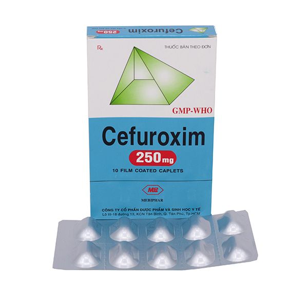 Thuốc kháng sinh Cefuroxim 250mg Mebiphar hộp 10 viên