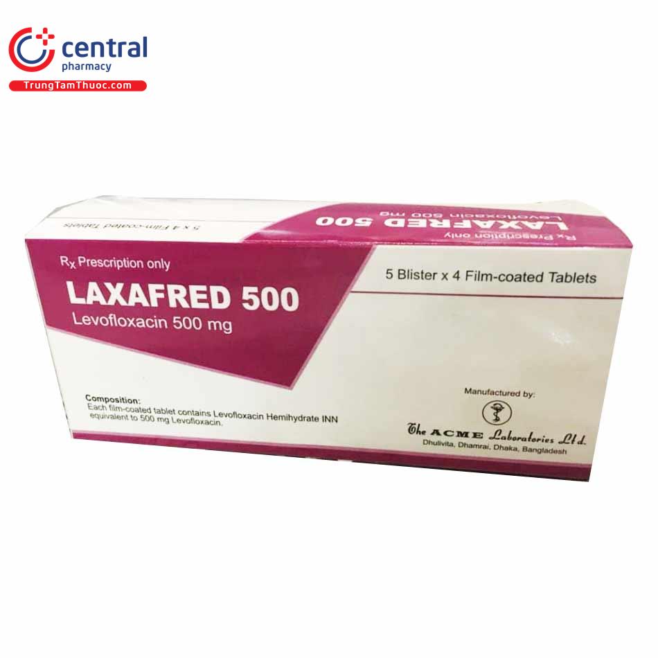 Levofloxacin (H/5 vỉ*4 viên) -Laxafred 500