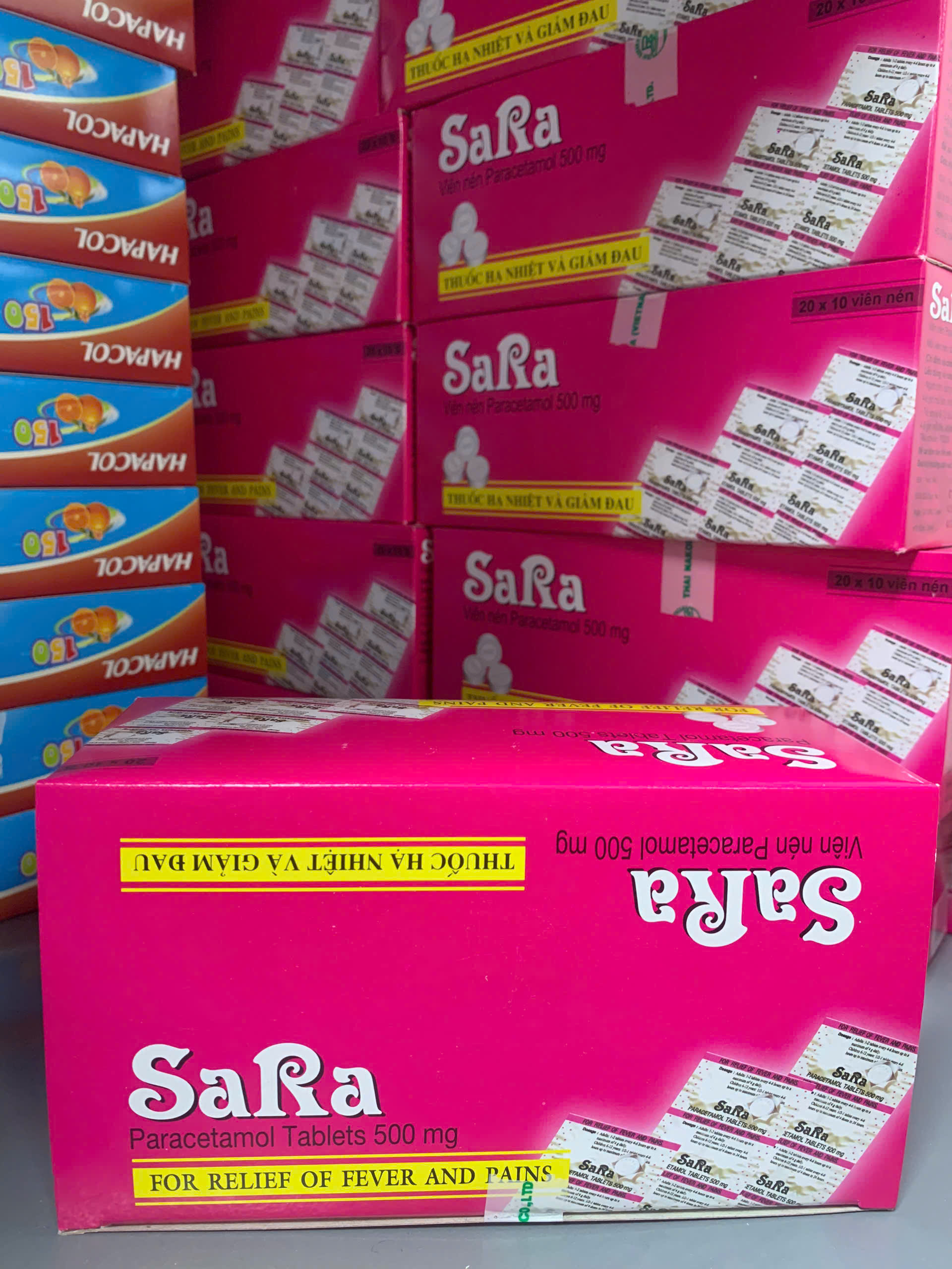 Paracetamol 500mg - Sara (h/20 vỉ*10v)- Thái Lan