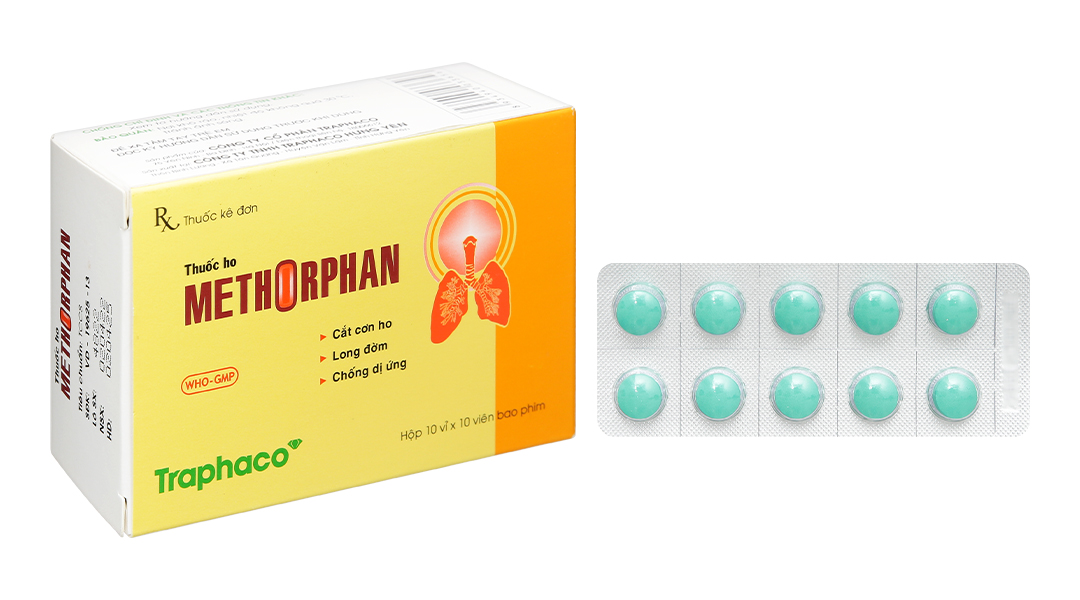 Methorphan trị ho trong bệnh lý hô hấp (10 vỉ x 10 viên) Traphaco