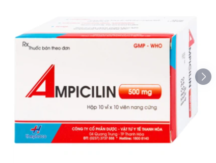 Thuốc Ampicilin 500mg Thephaco điều trị nhiễm khuẩn (10 vỉ x 10 viên)