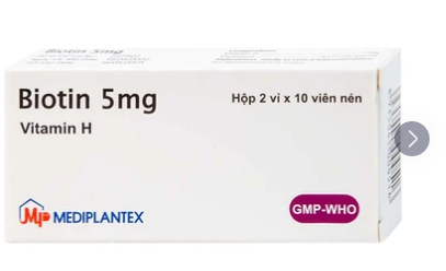 Thuốc Biotin 5mg Mediplantex điều trị thiếu hụt biotin (2 vỉ x 10 viên)