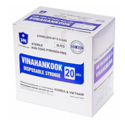 Bơm tiêm sử dụng một lần Vinahankook 20ml/cc được khử trùng bằng khí E.O (50 cái)