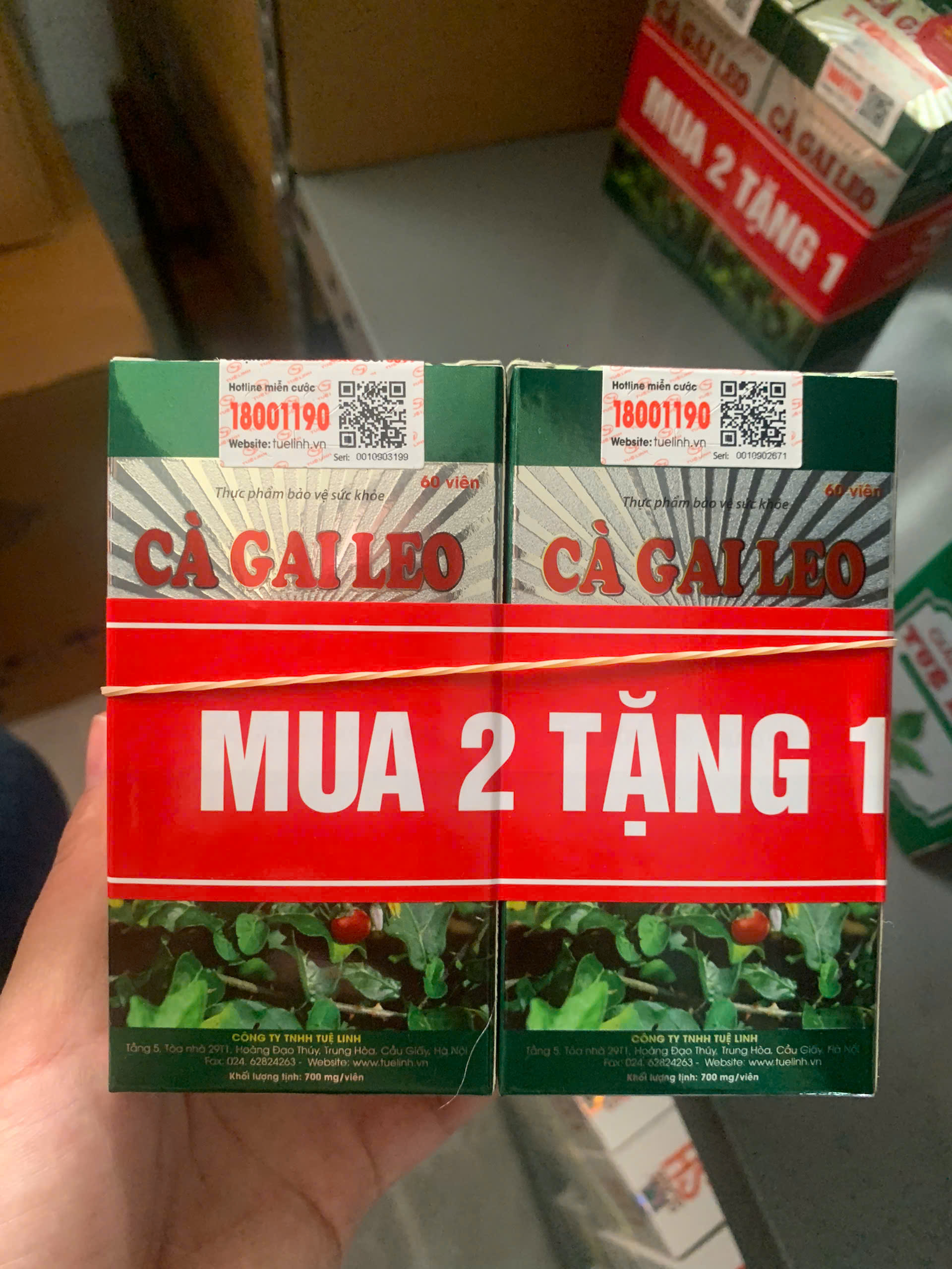 Viên uống Cà Gai Leo Tuệ Linh (60 viên)combo 2 lọ giá niêm yết trên mã cào vỏ hộp