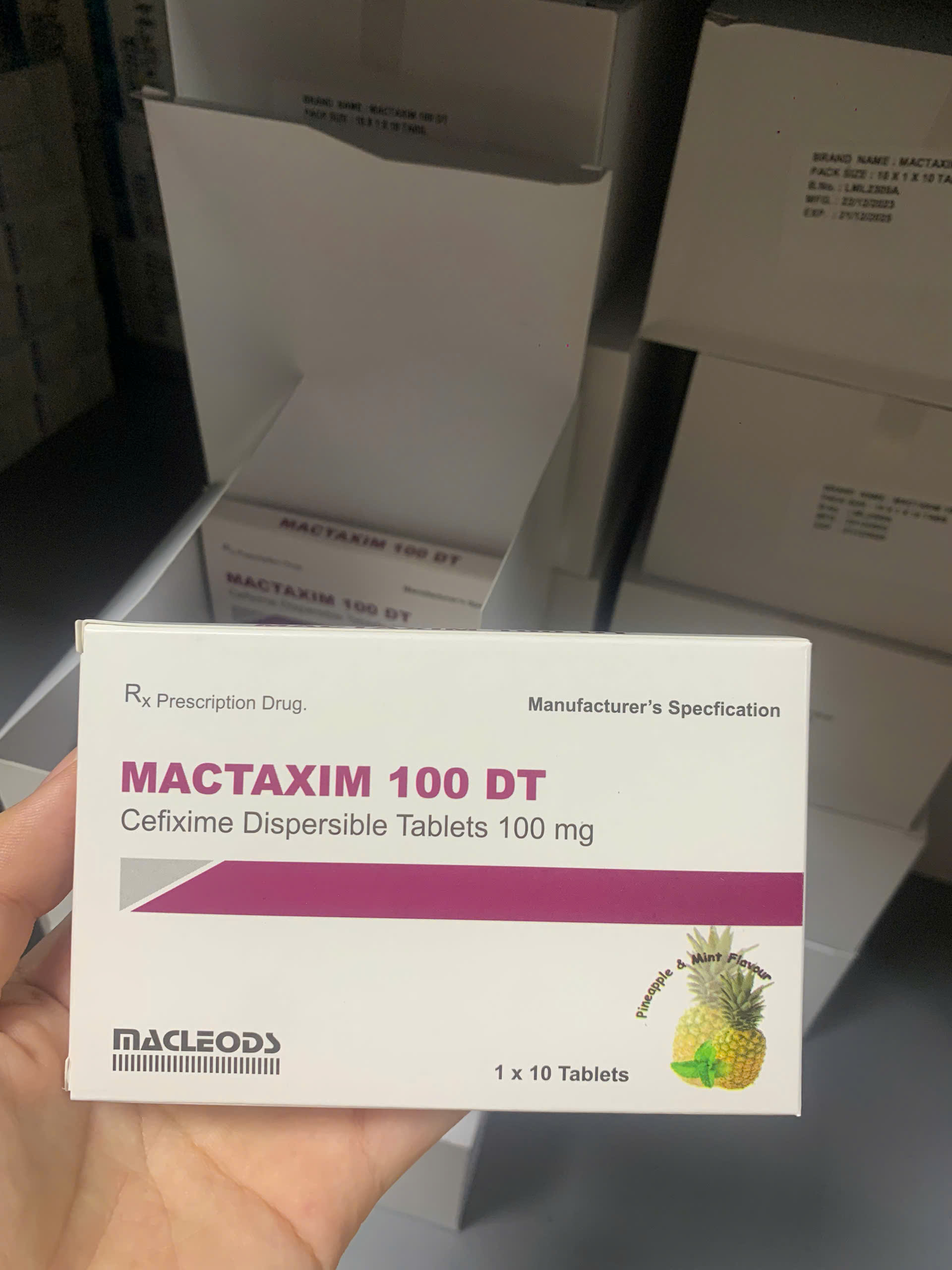 Mactaxim 100DT (Cefime dispersible tablets 100mg) cefixime nén ngọt dứa Hộp/10 viên