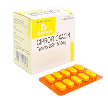 Thuốc Ciprofloxacin Brawn (10 vỉ x 10 viên)