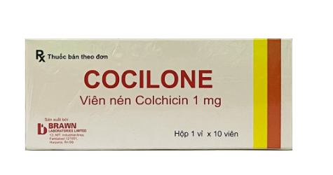 Cocilone Colchicin 1mg cọc 10 hộp x 10 viên nén Brawn Ấn Độ