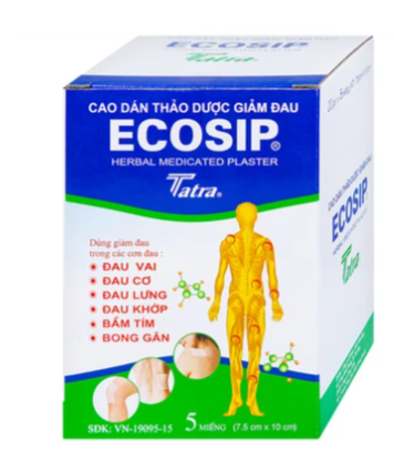 Cao dán thảo dược Ecosip Tatra giảm đau vai, đau lưng (20 gói x 5 miếng)