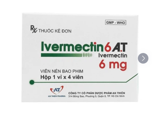 Viên nén Ivermectin 6mg A.T hỗ trợ điều trị bệnh nhiễm ký sinh trùng (1 vỉ x 4 viên)