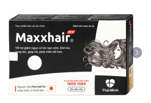 Viên uống Maxxhair New Thái Minh hỗ trợ tóc mọc chắc khỏe và giảm nguy cơ rụng tóc (3 vỉ x 10 viên)