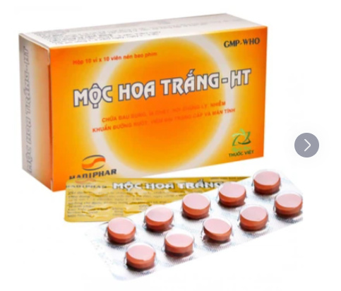 Viên nén Mộc Hoa Trắng - HT Hadiphar (10 vỉ x 10 viên)