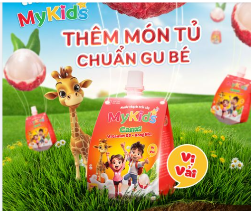 NƯỚC THẠCH TRÁI CÂY MYKIDS VỊ VẢI HỘP/12 GÓI
