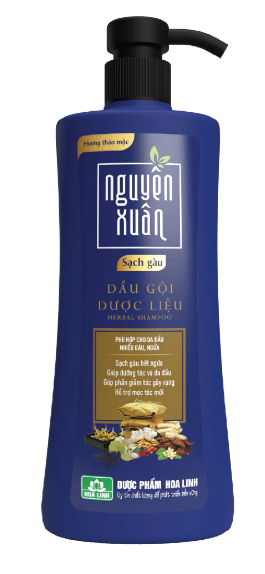 Dầu gội dược liệu Nguyên Xuân Sạch gàu 470g vòi(Xanh dương)