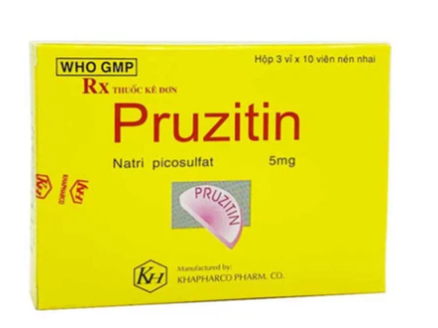Viên nhai Pruzitin 5mg Khaphaco điều trị táo bón (3 vỉ x 10 viên)