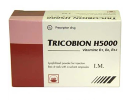 Bột pha tiêm Tricobion H5000 Pymepharco điều trị viêm dây thần kinh (4 lọ bột x 4 ống dung môi 5ml)