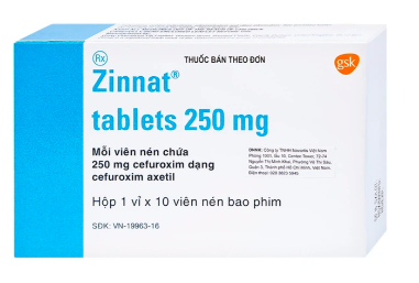 Thuốc Zinnat 250mg GSK điều trị nhiễm khuẩn (1 vỉ x 10 viên)