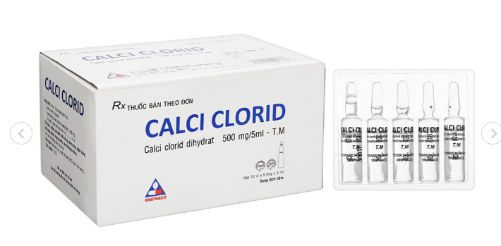 Thuốc tiêm Calci Clorid Vinphaco 500mg/5ml (50 ống x 5ml)