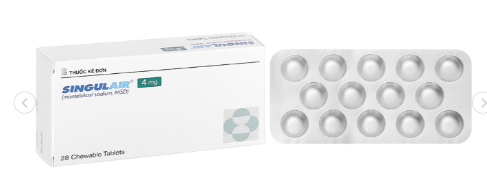 Viên nhai Singulair 4mg dự phòng và trị hen suyễn (2 vỉ x 14 viên)