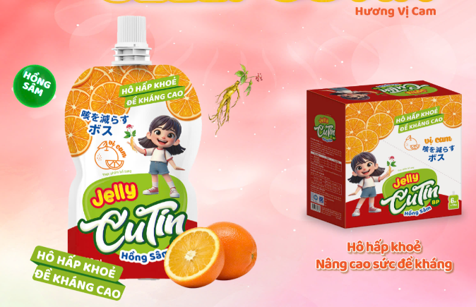 Thạch Ăn ngon Jelly Cutin vị Cam Hộp 6 túi x 125ml