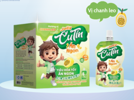 Thạch Ăn ngon Jelly Cutin vị Chanh leo Hộp 6 túi x 125ml
