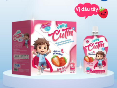 Thạch Ăn ngon Jelly Cutin vị dâu tây Hộp 6 túi x 125ml