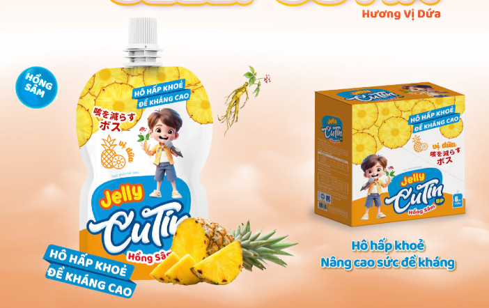 Thạch Ăn ngon Jelly Cutin vị Dứa Hộp 6 túi x 125ml