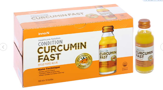 Nước uống Condition Curcumin Fast bảo vệ niêm mạc dạ dày hộp 10 chai x 100ml