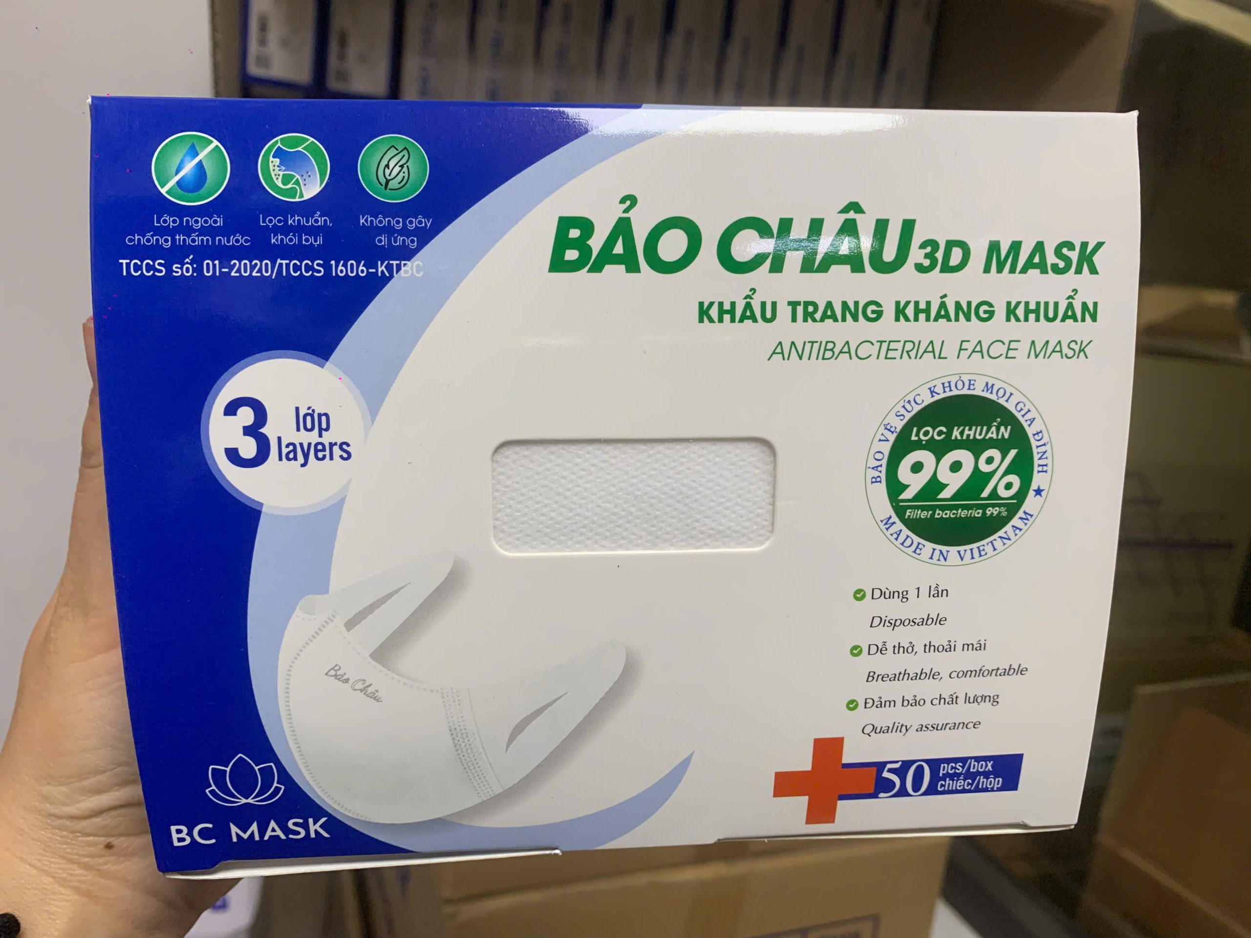 Khẩu Trang 3D Mask Bảo Châu Người lớn Hộp/50 cái