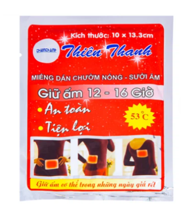 Miếng dán chườm nóng, sưởi ấm Thiên Thanh ( Hộp/10 túi, túi/1 miếng)