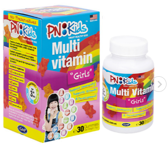 Kẹo dẻo PN Kids Multi Vitamin + Minerals bổ sung vitamin cho bé gái hộp 30 viên