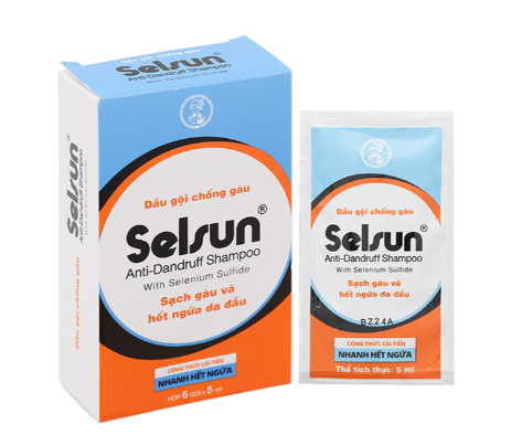 Dầu gội Selsun làm sạch gàu và hết ngứa da đầu hộp 6 gói x 5ml