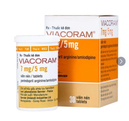 Thuốc Viacoram 7mg/5mg Servier điều trị tăng huyết áp vô căn (30 viên)