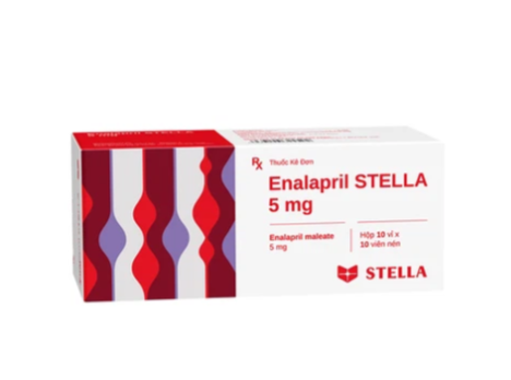 Thuốc Enalapril 5mg Stella Pharm kiểm soát tăng huyết áp từ nhẹ đến nặng (10 vỉ x 10 viên)