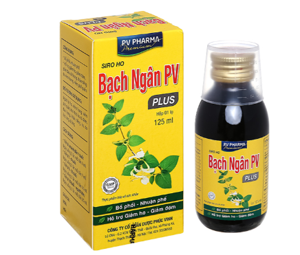 Siro Bạch Ngân PV Plus hỗ trợ giảm ho, đau rát họng chai 125ml