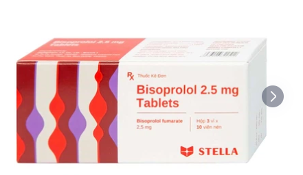 Thuốc Bisoprolol 2.5mg Tablets Stella điều trị tăng huyết áp, đau thắt ngực mạn tính ổn định (3 vỉ x 10 viên)