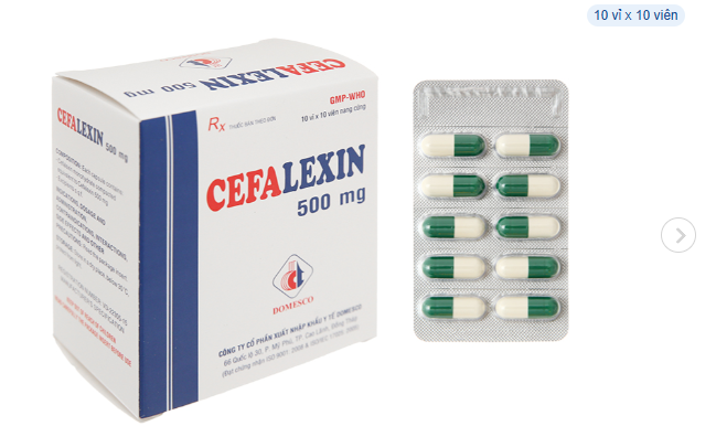 Thuốc Cefalexin 500mg Domesco điều trị nhiễm khuẩn (10 vỉ x 10 viên)