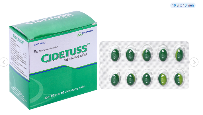 Cidetuss IMEXPHARM trị ho đàm, ho do kích ứng (10 vỉ x 10 viên)