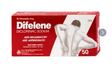 Thuốc Difelene(Diclofenac) Thai Nakorn Patana điều trị viêm và các dạng thoái hoá khớp, thấp khớp (10 viên)