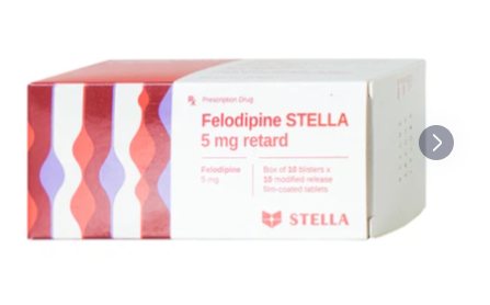Thuốc Felodipine Stella 5mg Retard kiểm soát tăng huyết áp (10 vỉ x 10 viên)